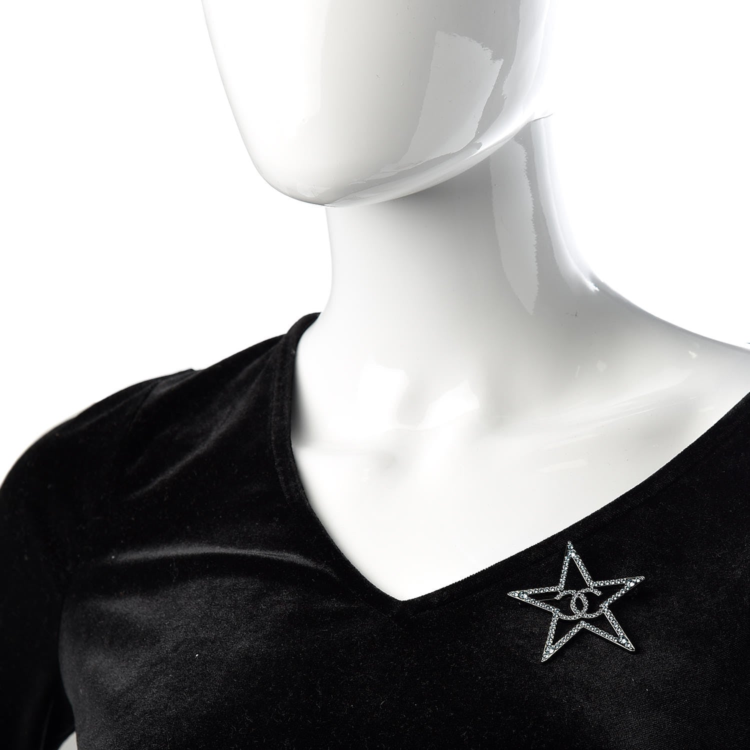 Chanel Ruthenium Crystal Star CC Brooch Blue 2 of 5