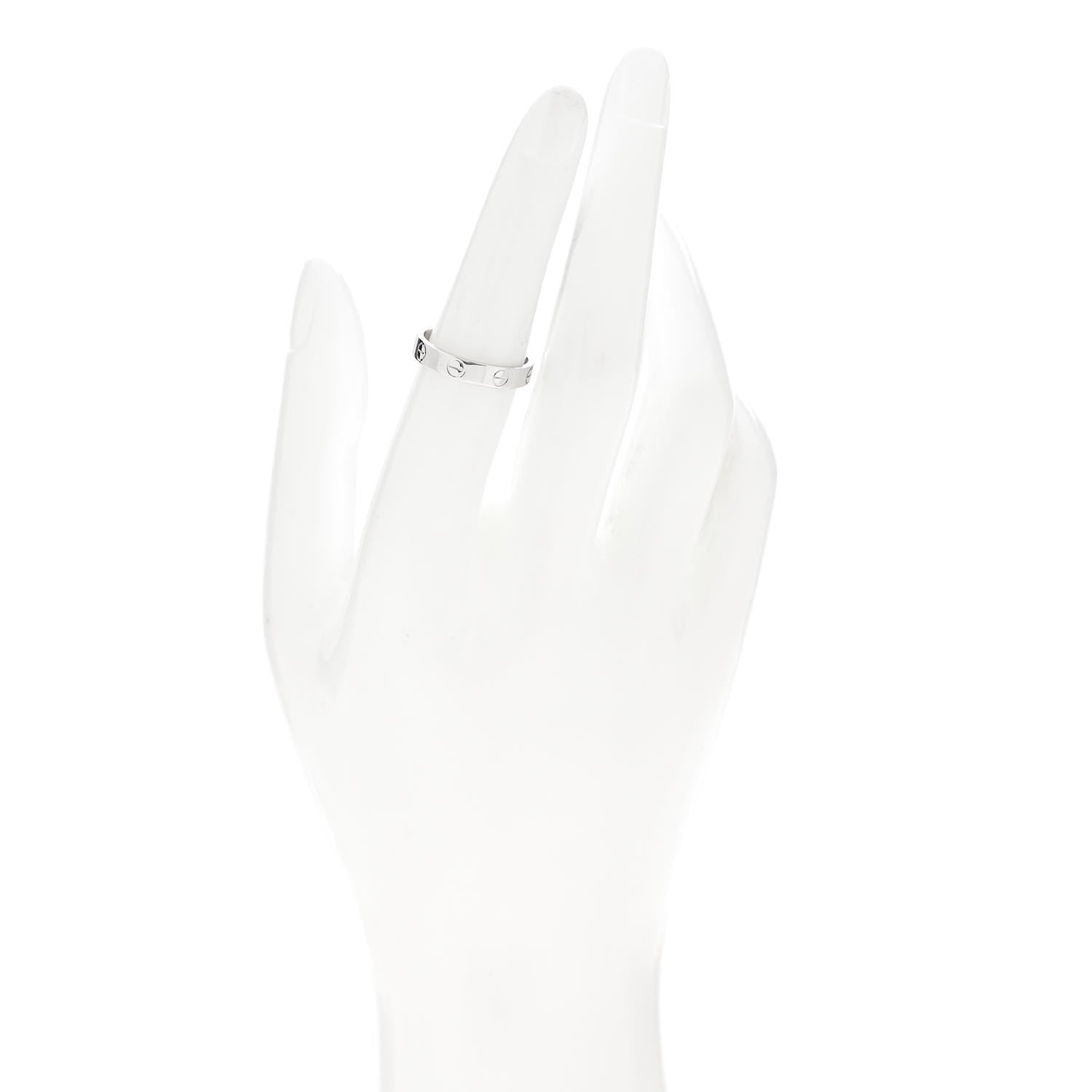Cartier 18K White Gold 3.5mm LOVE Wedding Band Ring 53 6.5 2 of 5