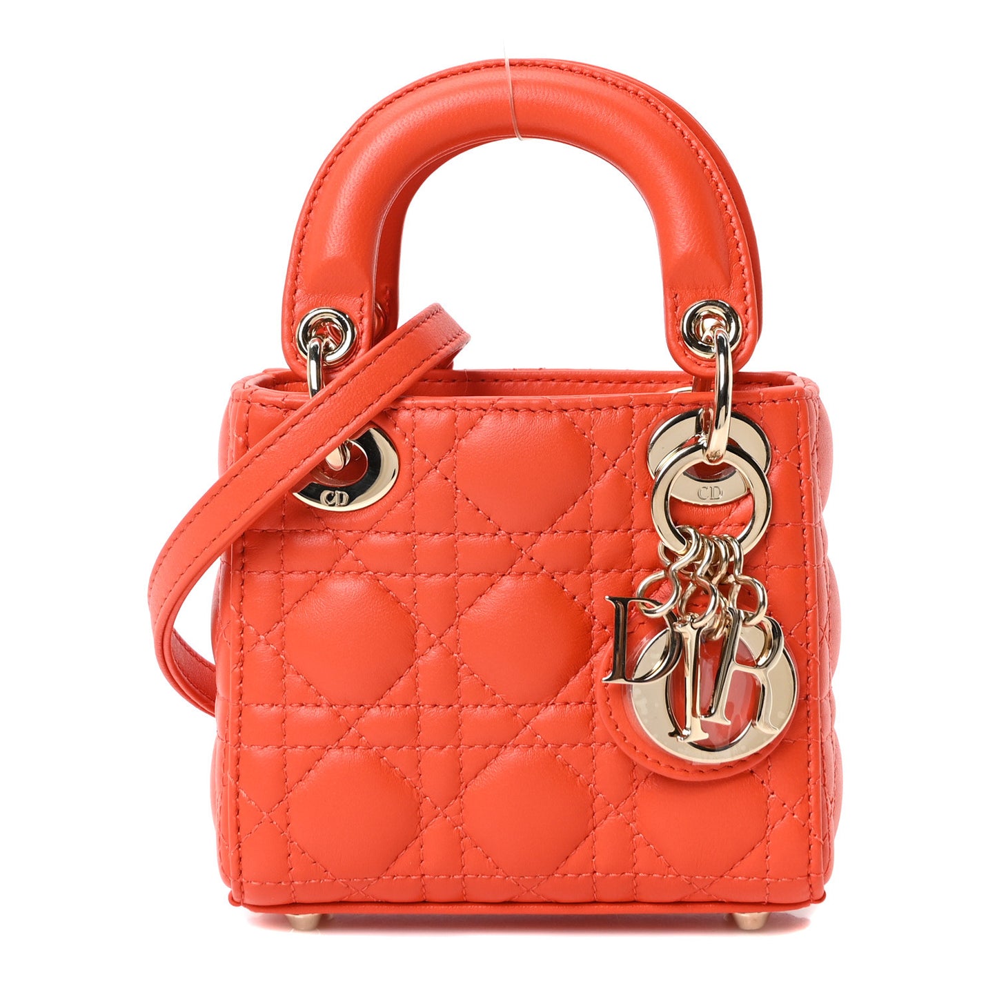 Lambskin Cannage Micro Lady Dior Orange