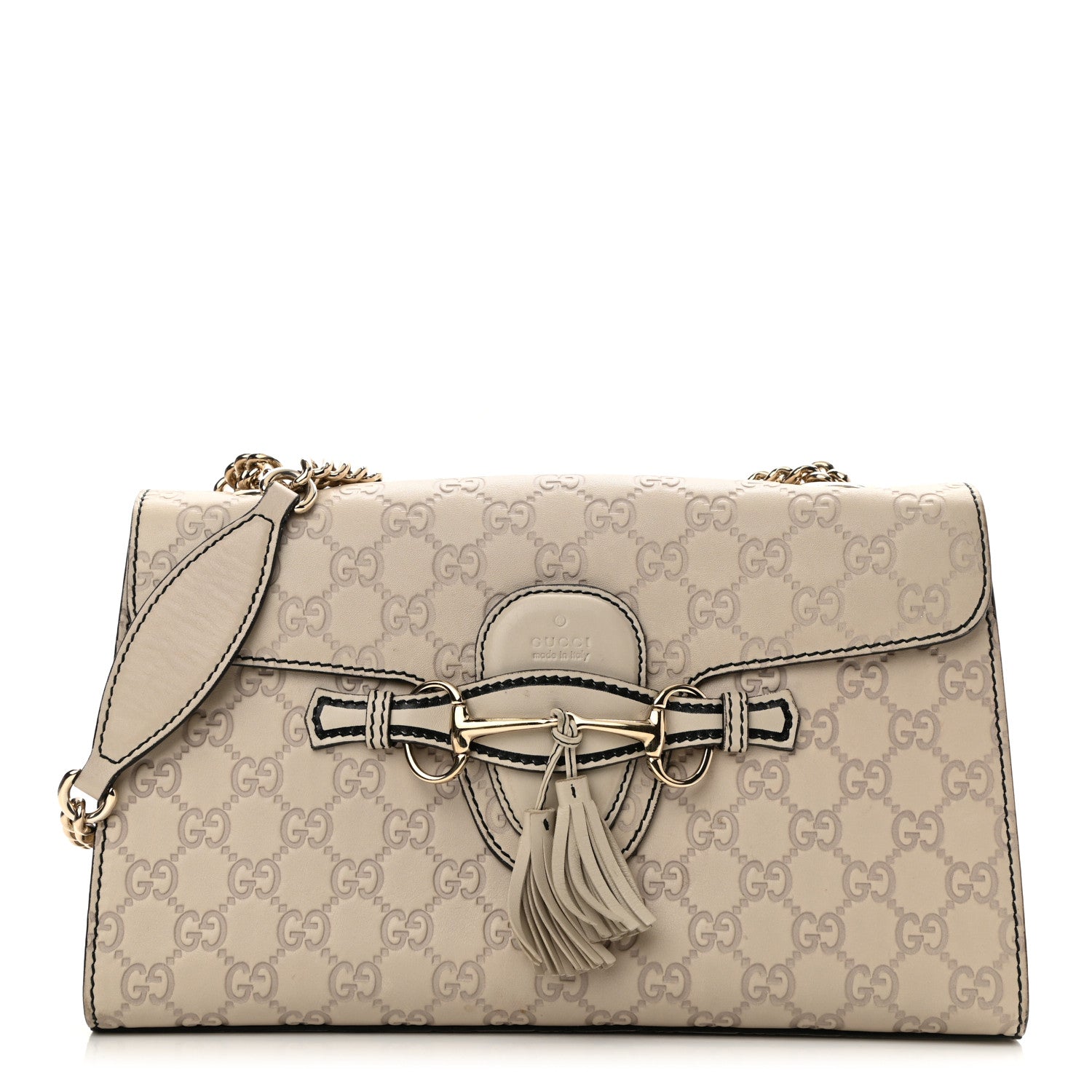 Gucci Guccissima Signature Medium Emily Chain Shoulder Bag Mystic White 1 of 12