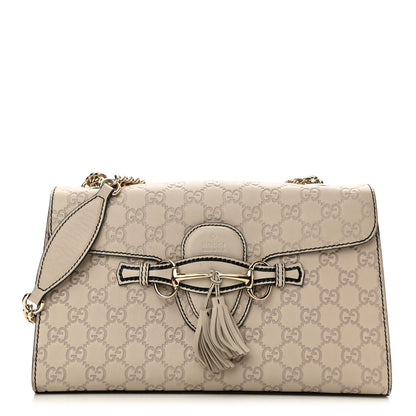 Gucci Guccissima Signature Medium Emily Chain Shoulder Bag Mystic White 1 of 12