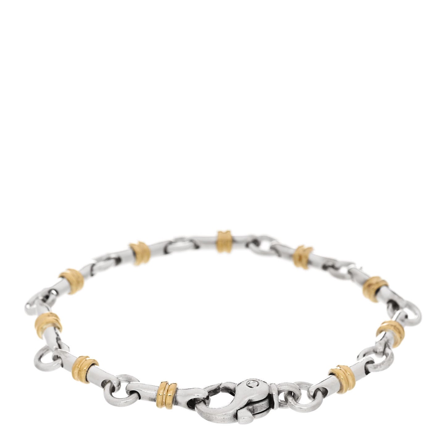 Sterling Silver 18K Yellow Gold Bar Link Bracelet