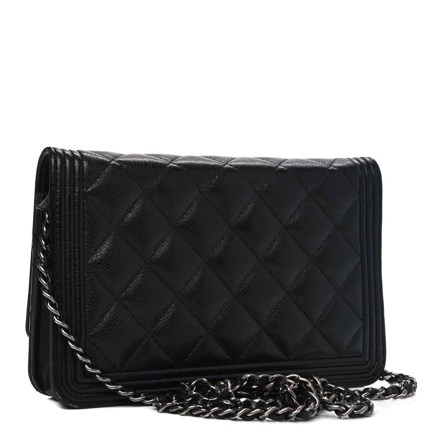 Chanel Caviar Quilted Boy Wallet On Chain WOC Black 2 of 8