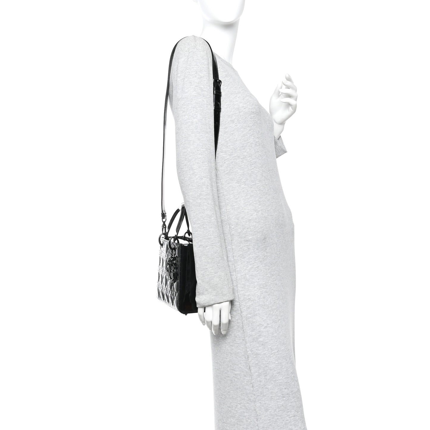 Ultraglossy Patent Cannage Small Lady Dior Black