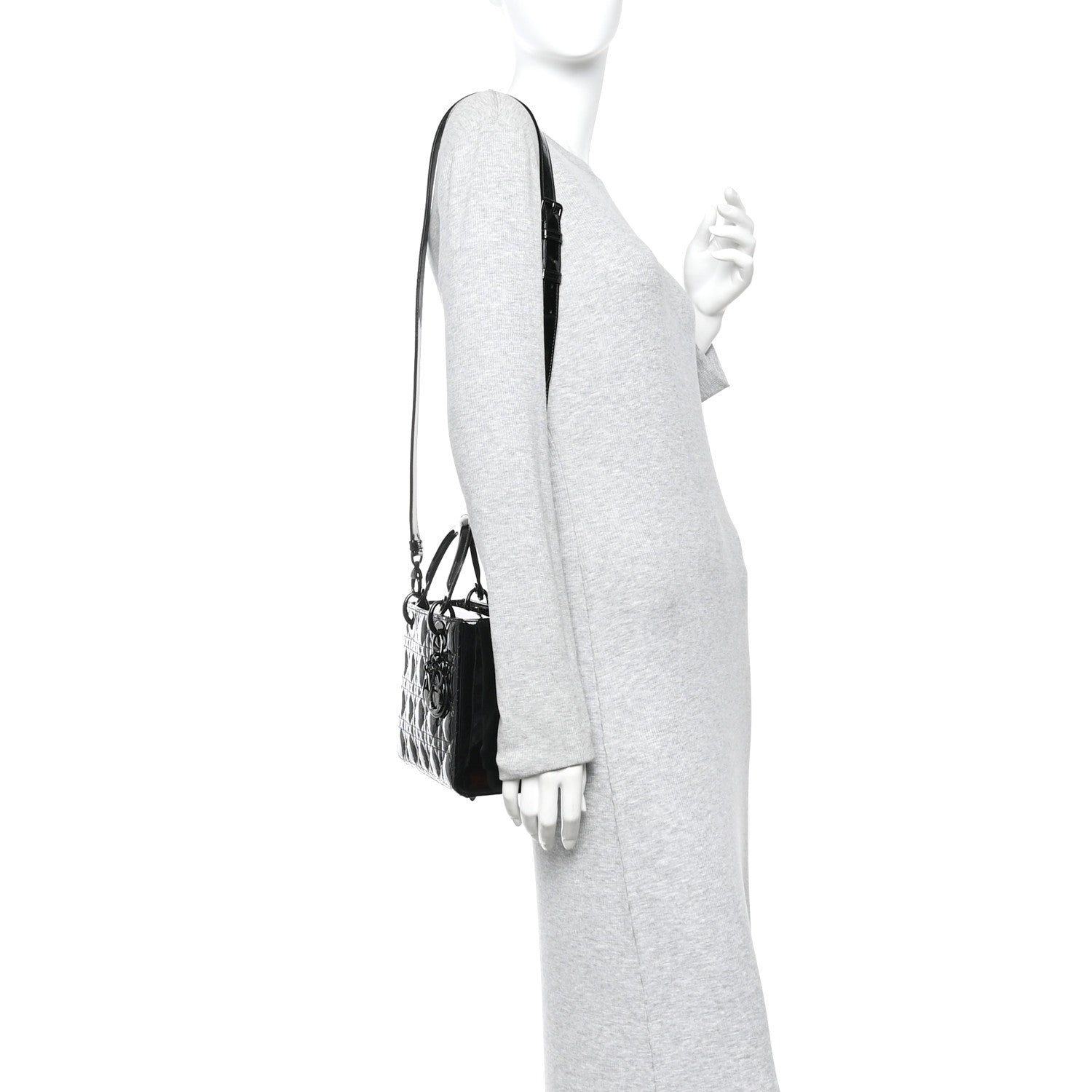 Christian Dior Ultraglossy Patent Cannage Small Lady Dior Black 2 of 10
