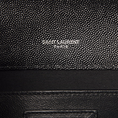 Saint Laurent Grain De Poudre Textured Mixed Matelasse Triquilt Medium Monogram Satchel Black 6 of 9