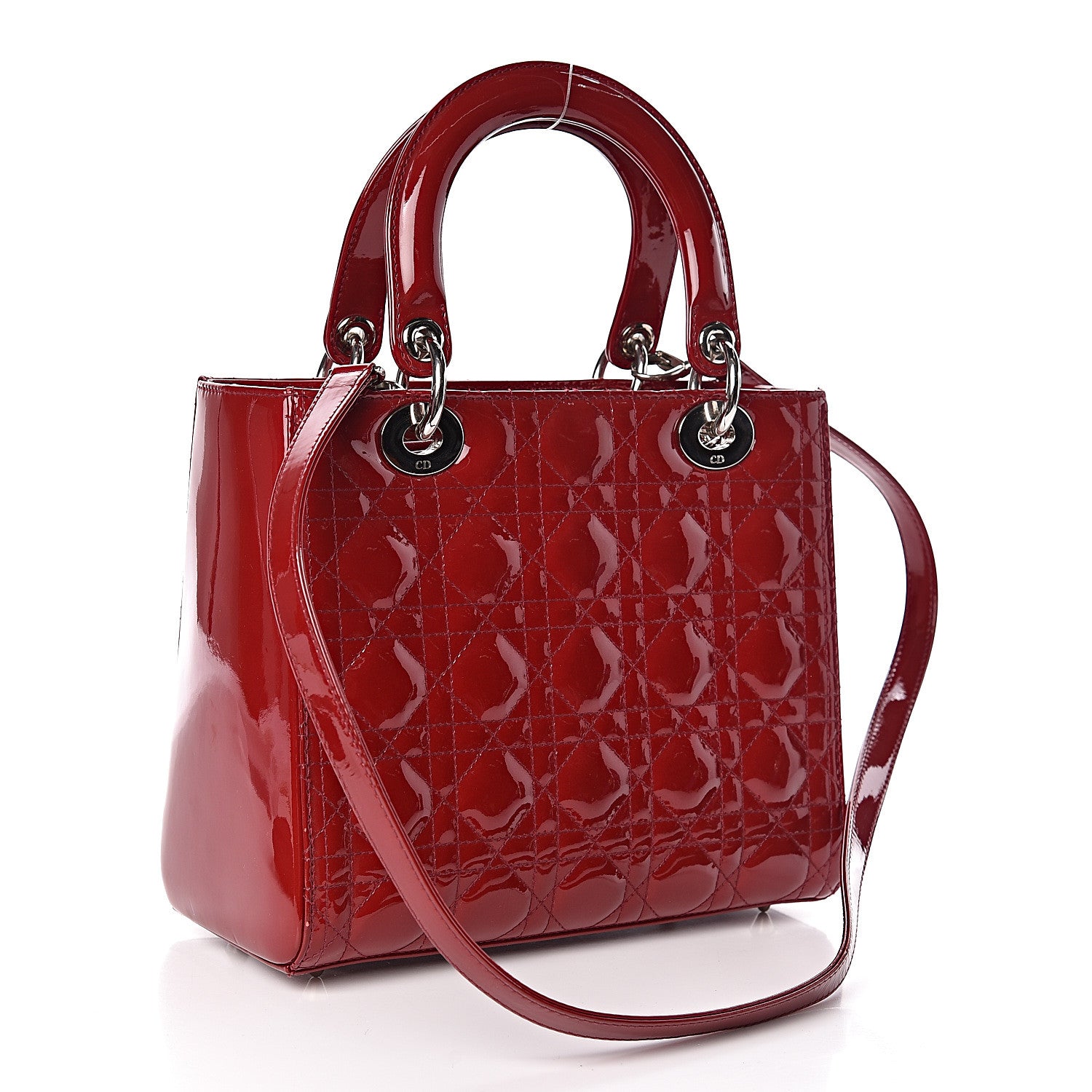 Christian Dior Patent Cannage Medium Lady Dior Red 3 of 11