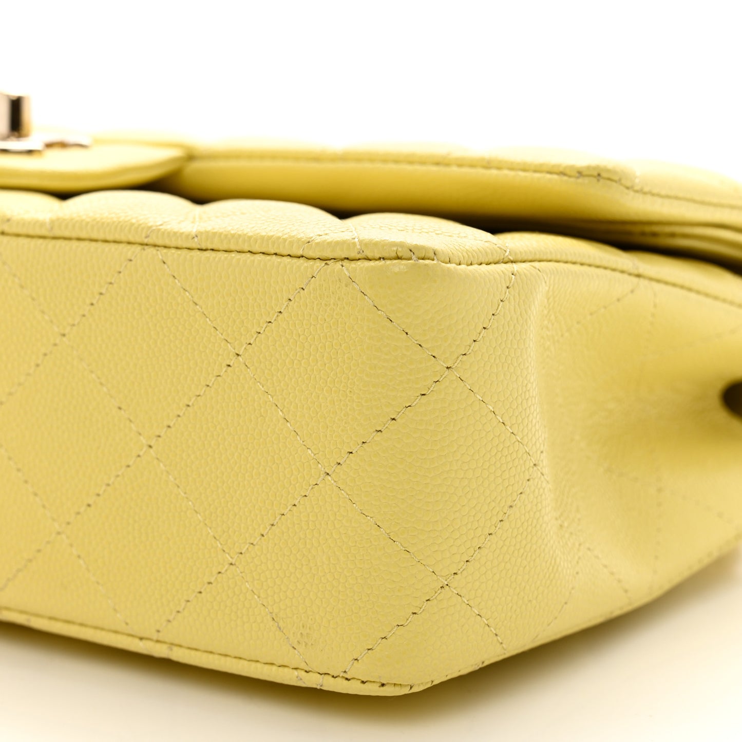 Caviar Quilted Medium Double Flap Yellow
