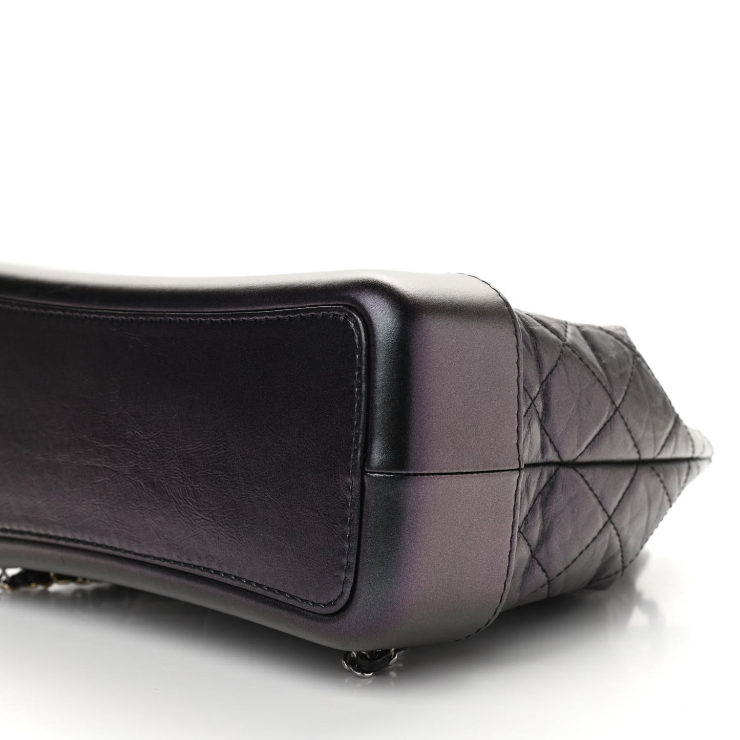 Iridescent Aged Calfskin Quilted Gabrielle Backpack Black