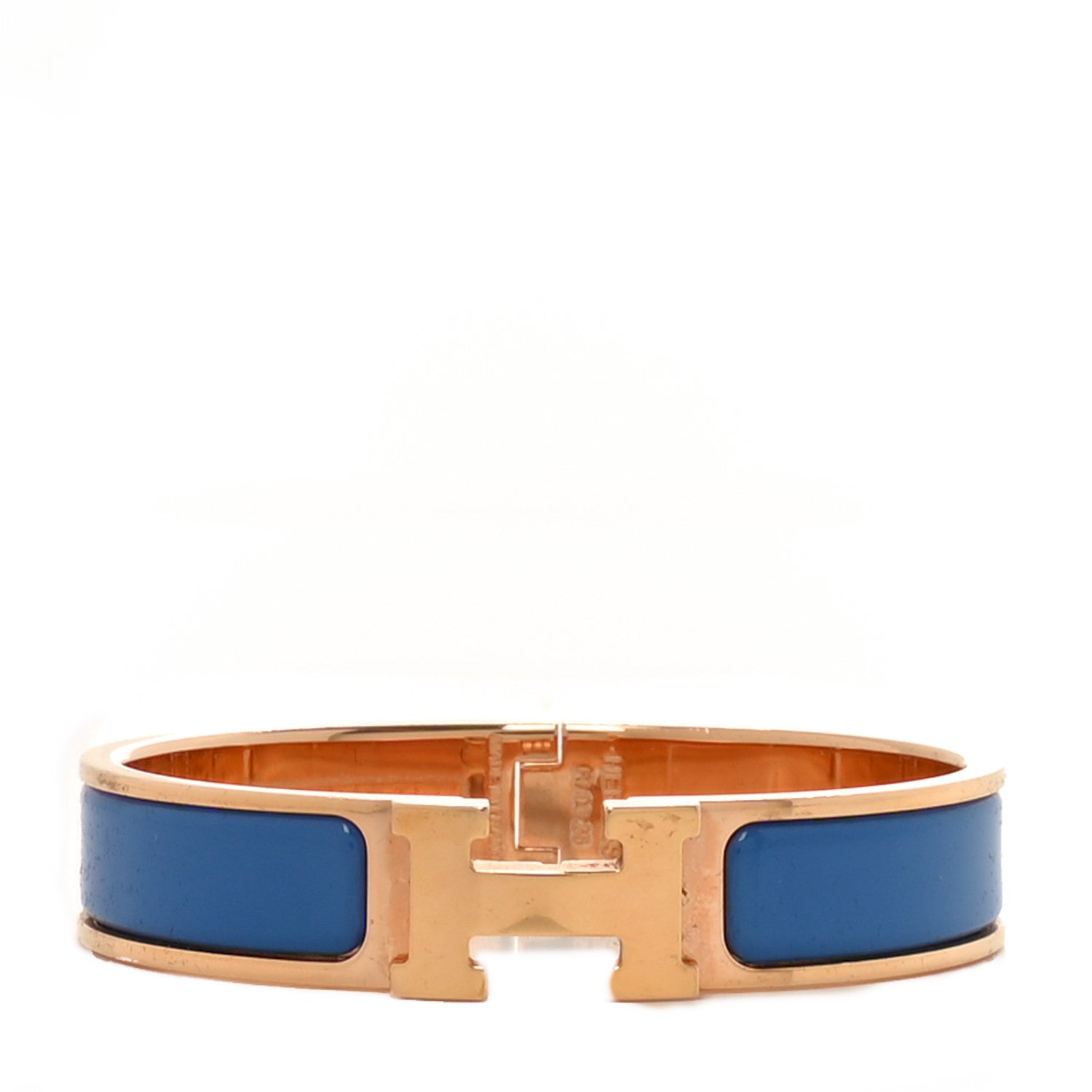 Hermes Enamel Narrow Clic Clac H Bracelet Bleu Turquin 1 of 4