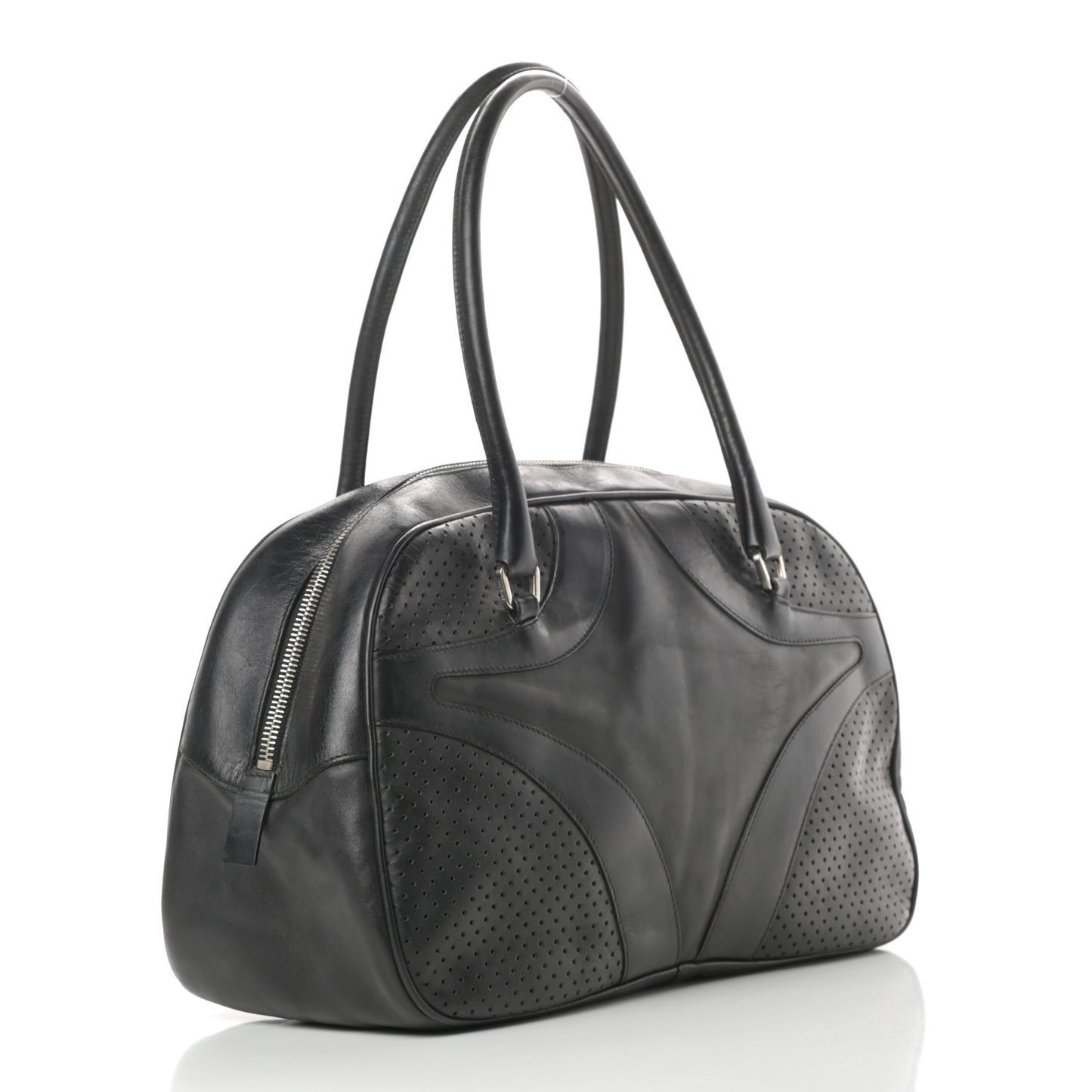 Vitello Drive Perforated Bowling Bag Black