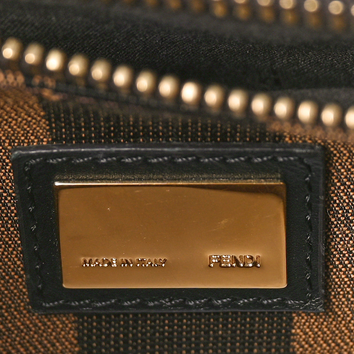 Fendi Vitello Morgan Fabric Jacquard Pequin Medium Peekaboo Iconic Satchel Black Tobacco 6 of 10