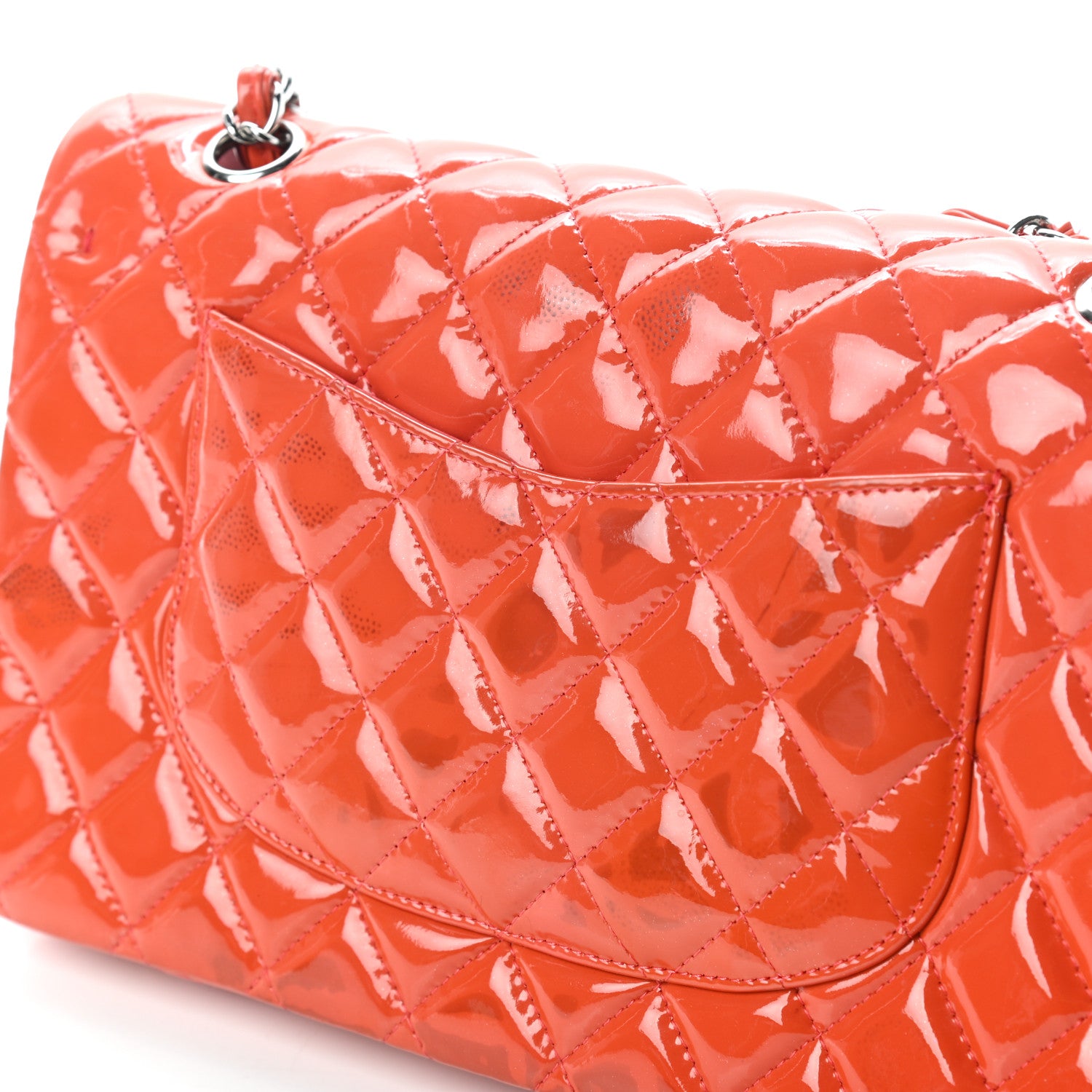 Chanel Patent Quilted Medium Double Flap Orange 10 of 11