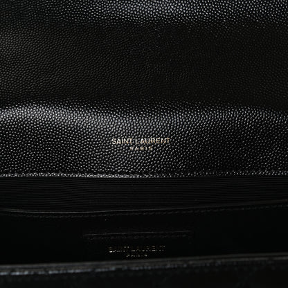 Saint Laurent Grain De Poudre Textured Mixed Matelasse Triquilt Medium Monogram Satchel Black 6 of 10