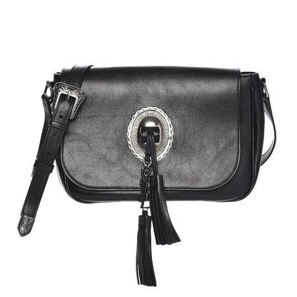 Saint Laurent Calfskin Tassel Saddle Bag Black 1 of 7