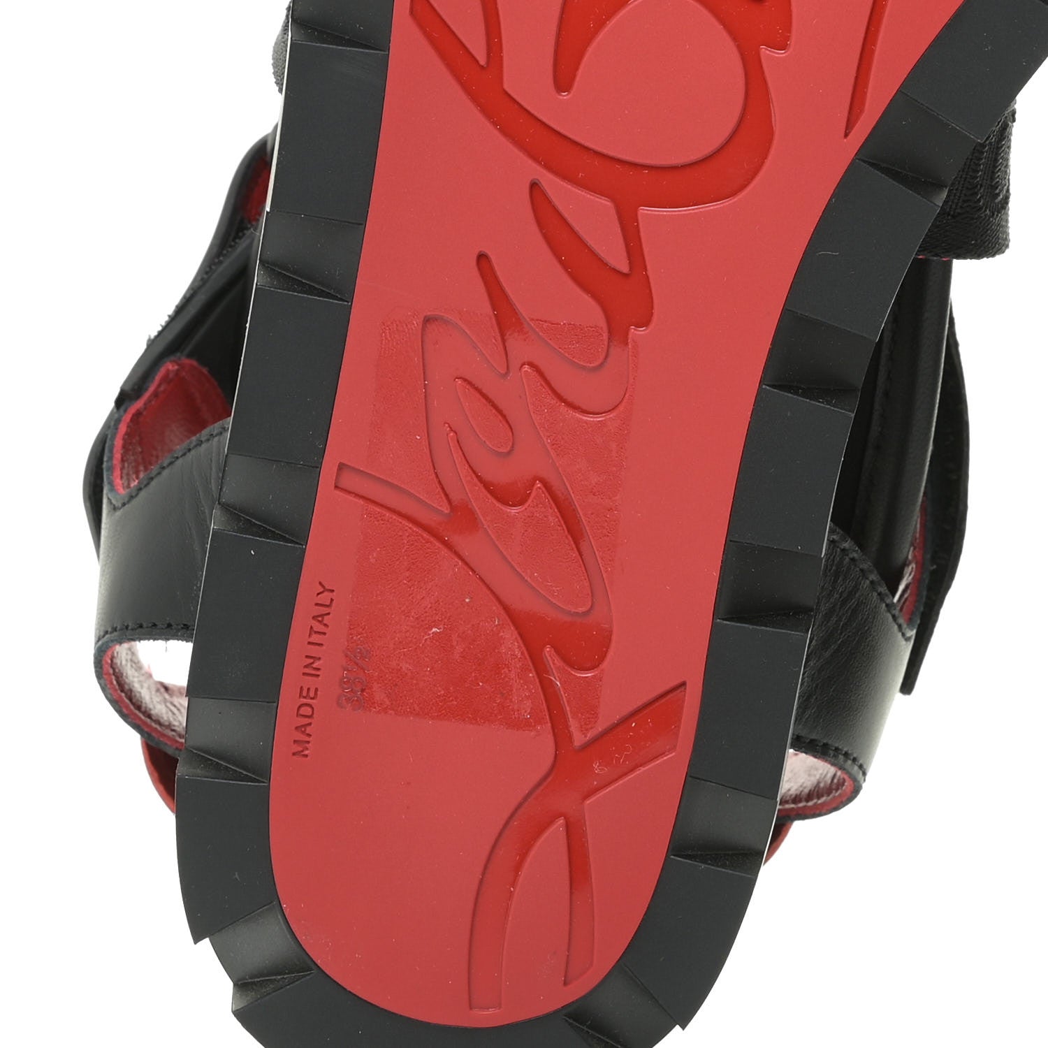 Christian Louboutin Calfskin Velcrissimo Flat Sandals 38.5 Black 9 of 15
