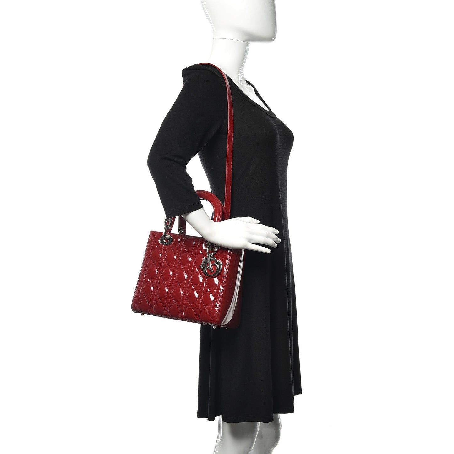 Patent Cannage Medium Lady Dior Red