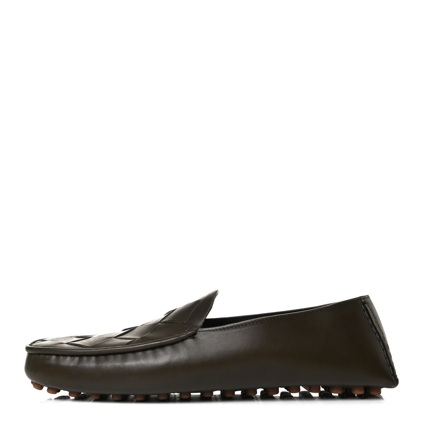 Nappa Intrecciato Driver Loafers 42 Khaki