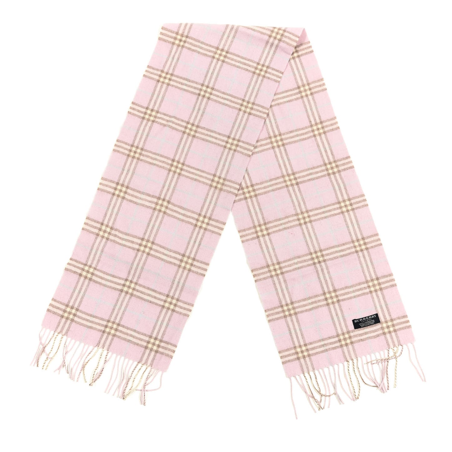 Lambswool Check Fringe Scarf Pink