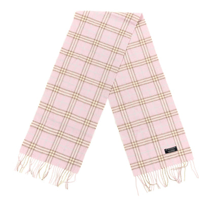 Burberry Lambswool Check Fringe Scarf Pink 2 of 3