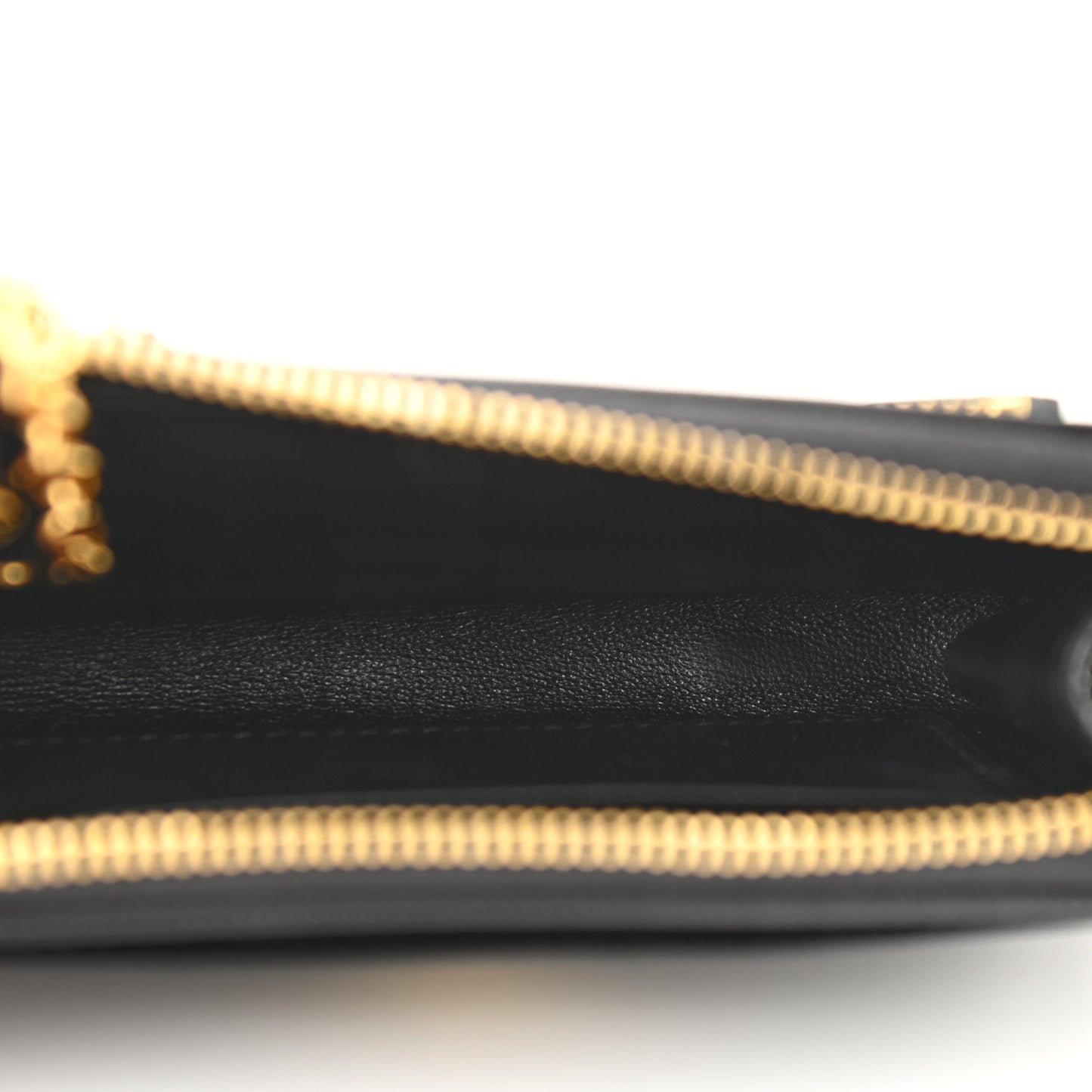 Saffiano Metal Zip Around Keychain Black