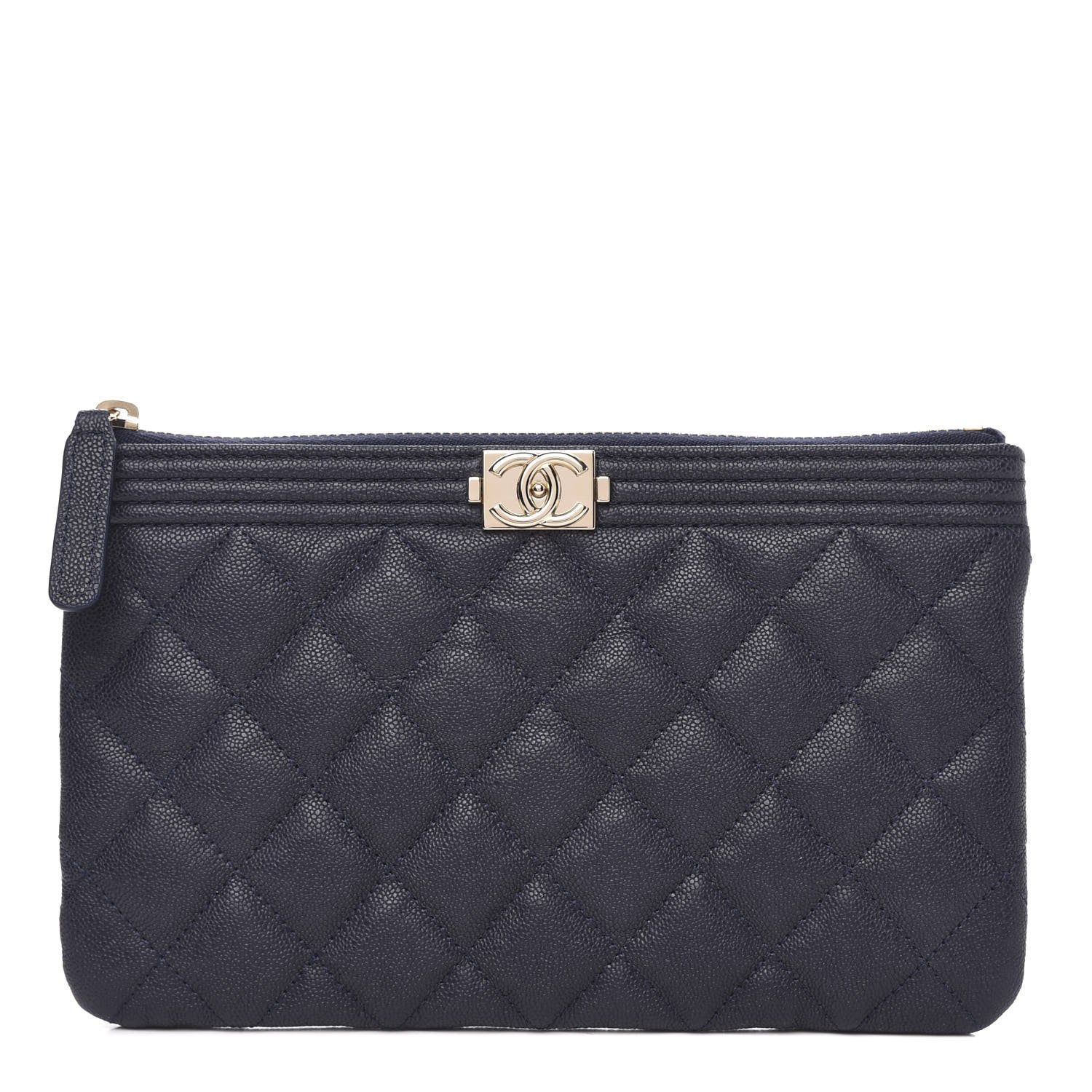 Chanel Caviar Quilted Small Zipped Boy Pouch Navy Blue 1 of 10