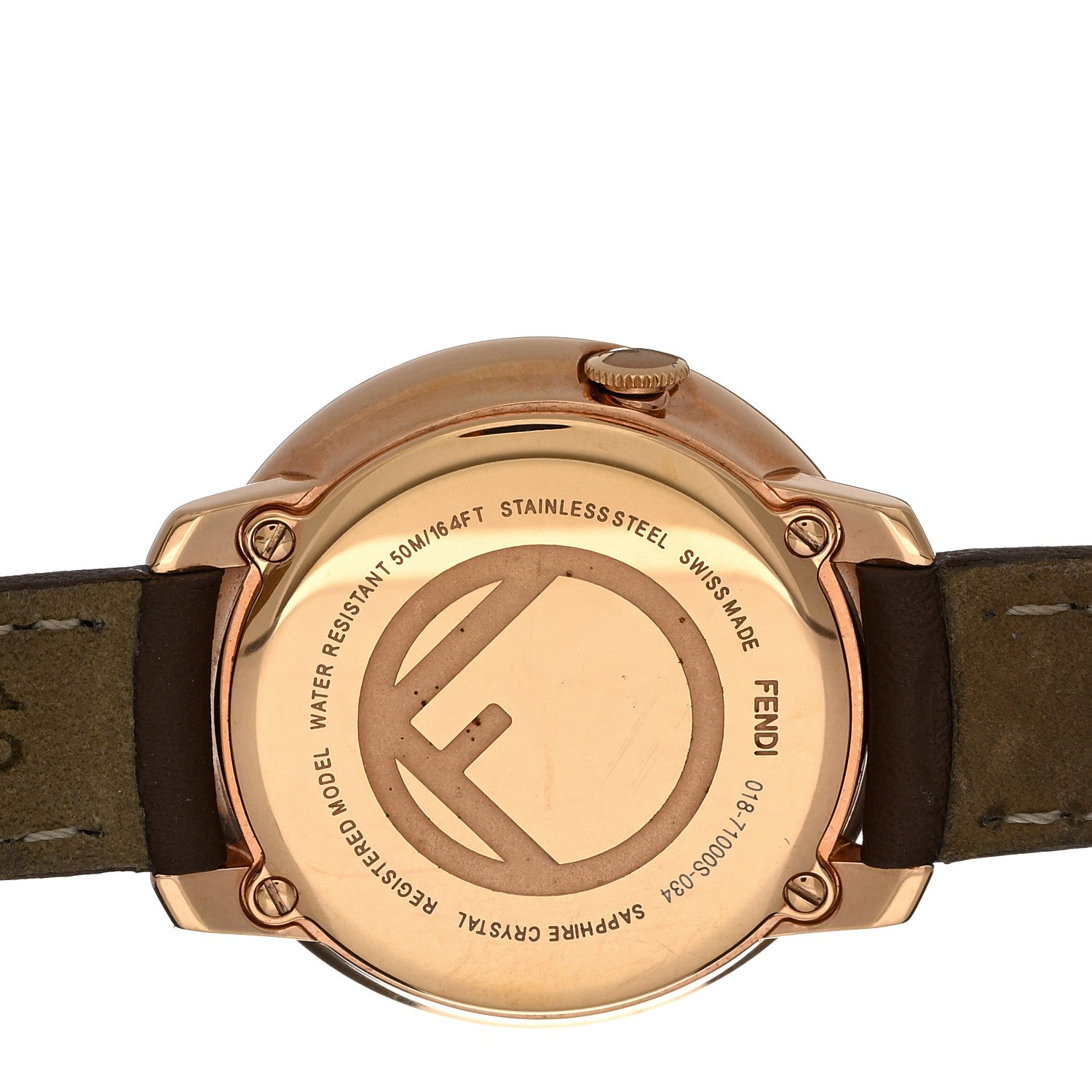 Fendi Stainless Steel Calfskin 28mm Run Away Quartz Watch Brown 4 of 5