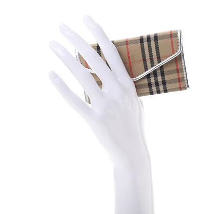 Burberry Smooth Calfskin 1983 Knight Check Envelope Card Case Silver 2 of 7