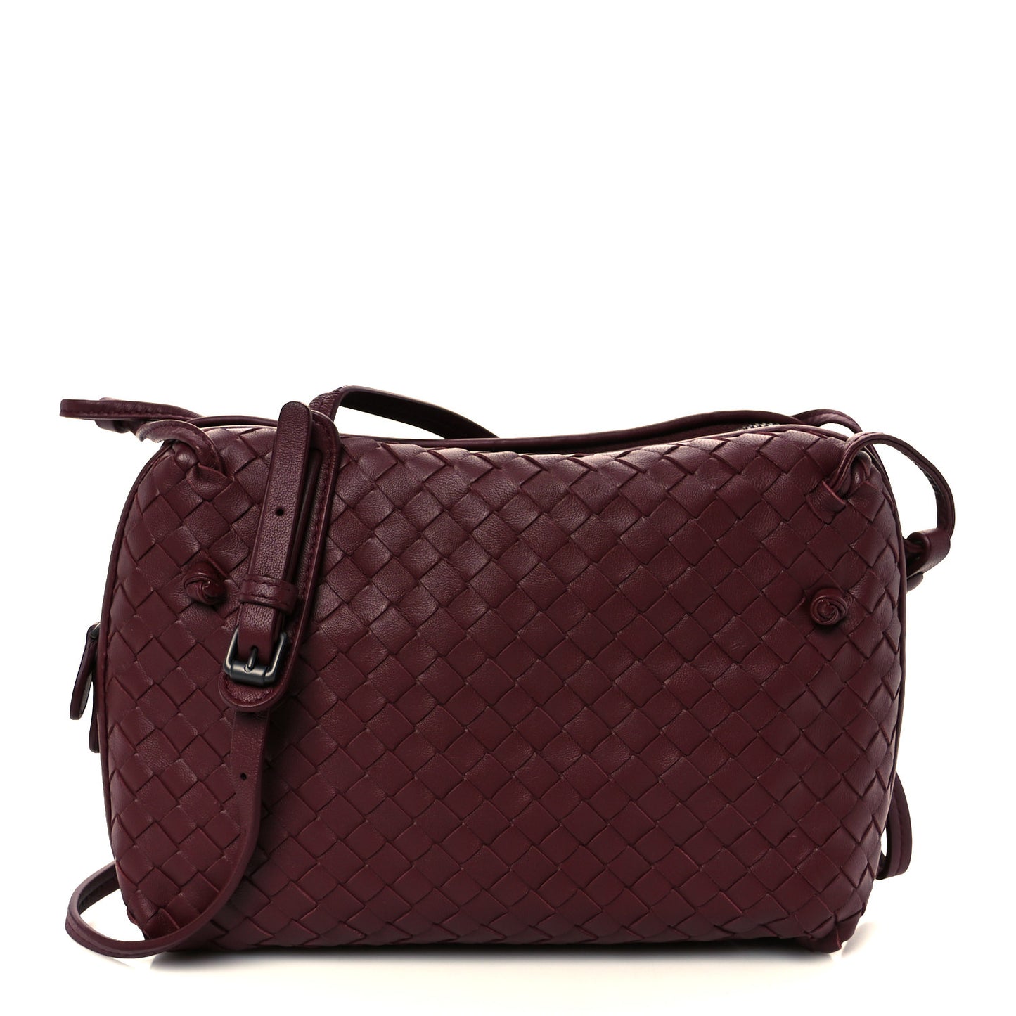 Nappa Intrecciato Double Compartment Crossbody Bag China Red
