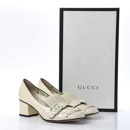 Gucci Vernice GG Marmont Fringe 50mm Loafer Pumps 38.5 Mystic White 11 of 11