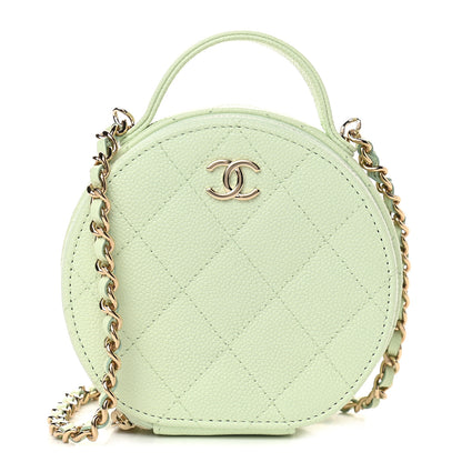 Chanel Caviar Quilted Round Handle With Care Vanity With Chain Light Green 1 of 9