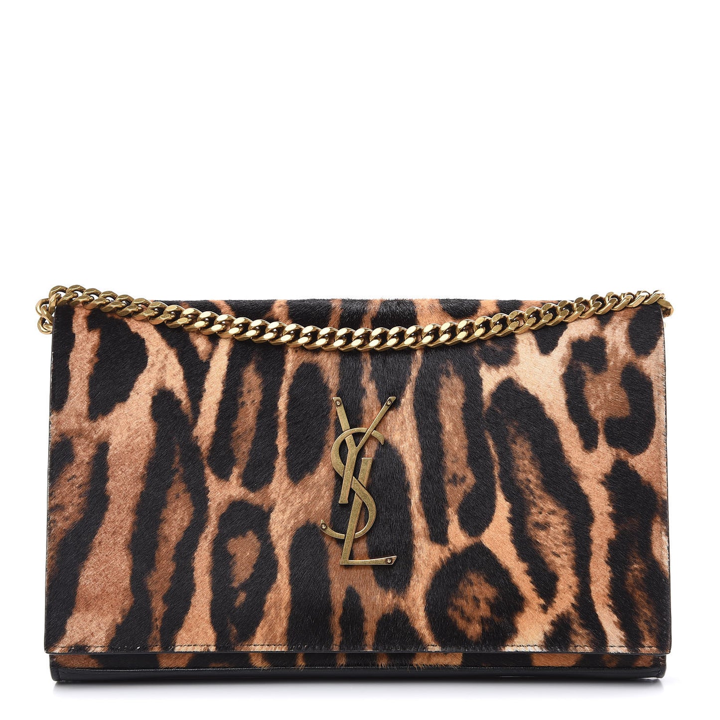 Calf Hair Monogram Chain Wallet Leopard