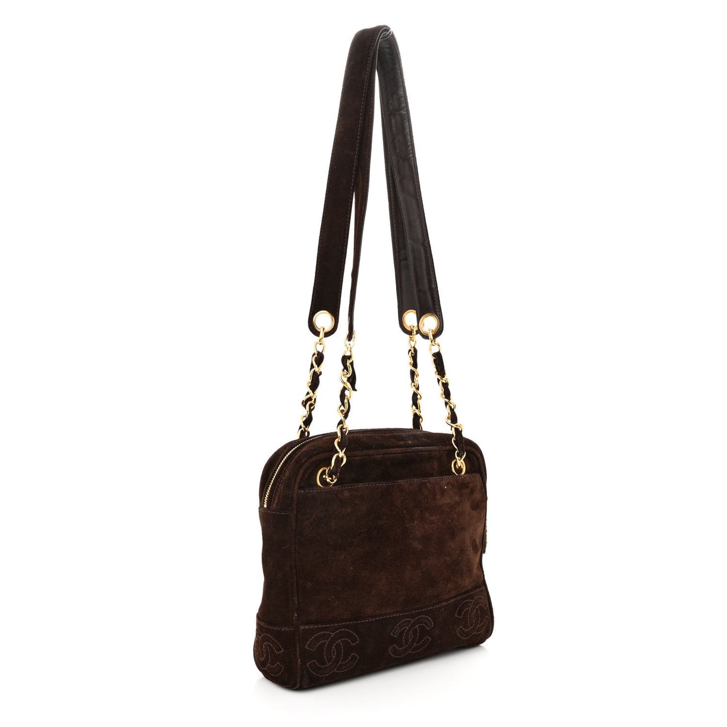 Suede CC Shopping Tote Dark Brown