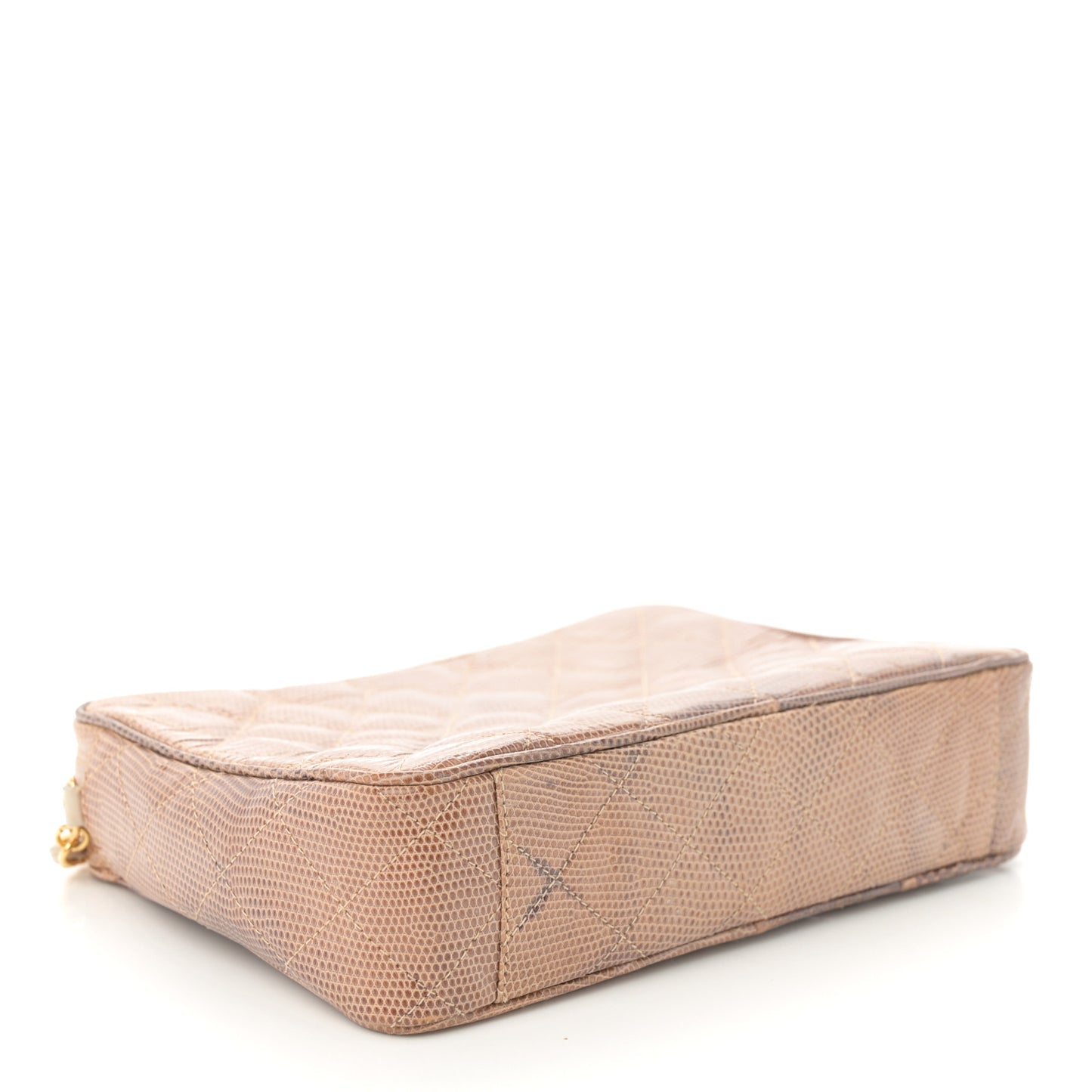 Lizard Quilted Small Tassel Camera Case Brown