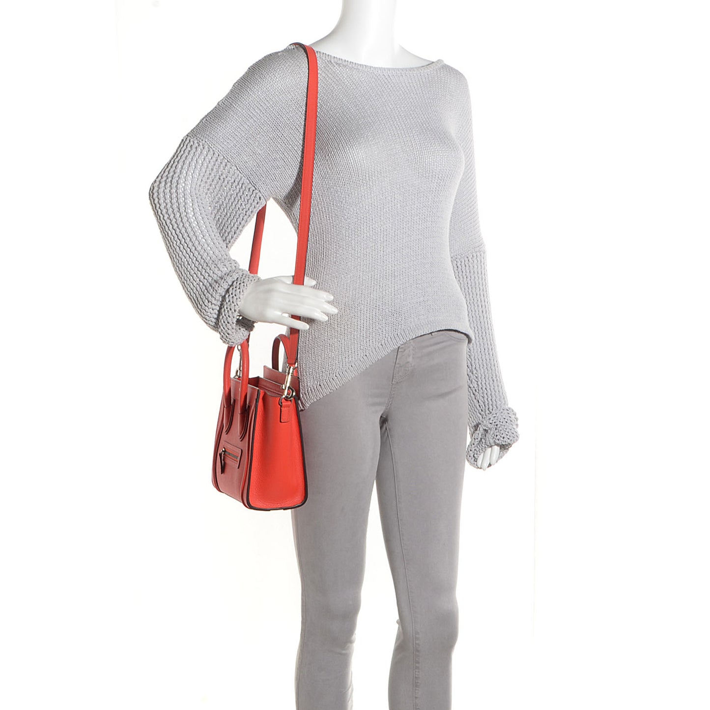 Drummed Calfskin Nano Luggage Vermillion