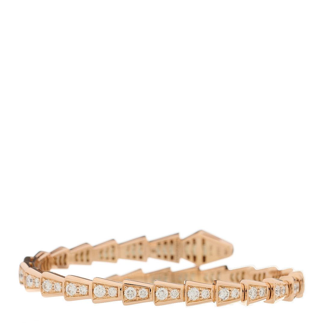 18K Rose Gold Diamond Serpenti Viper Pave Bracelet S