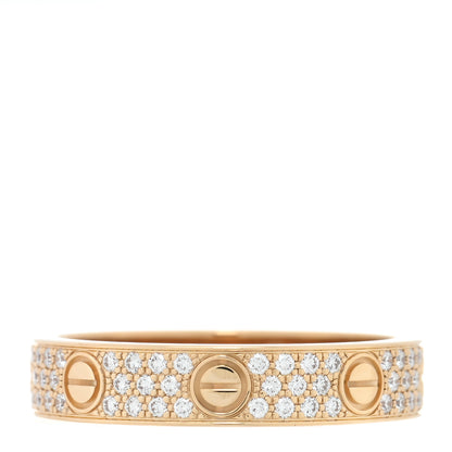 Cartier 18K Yellow Gold Diamond 4mm LOVE Wedding Paved Band Ring 52 6 1 of 5