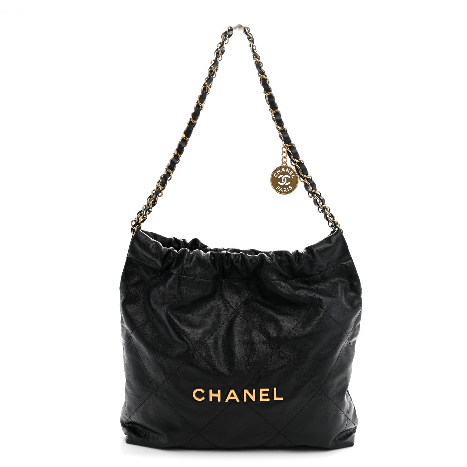 Chanel Shiny Calfskin Quilted Small Chanel 22 Black 1 of 11