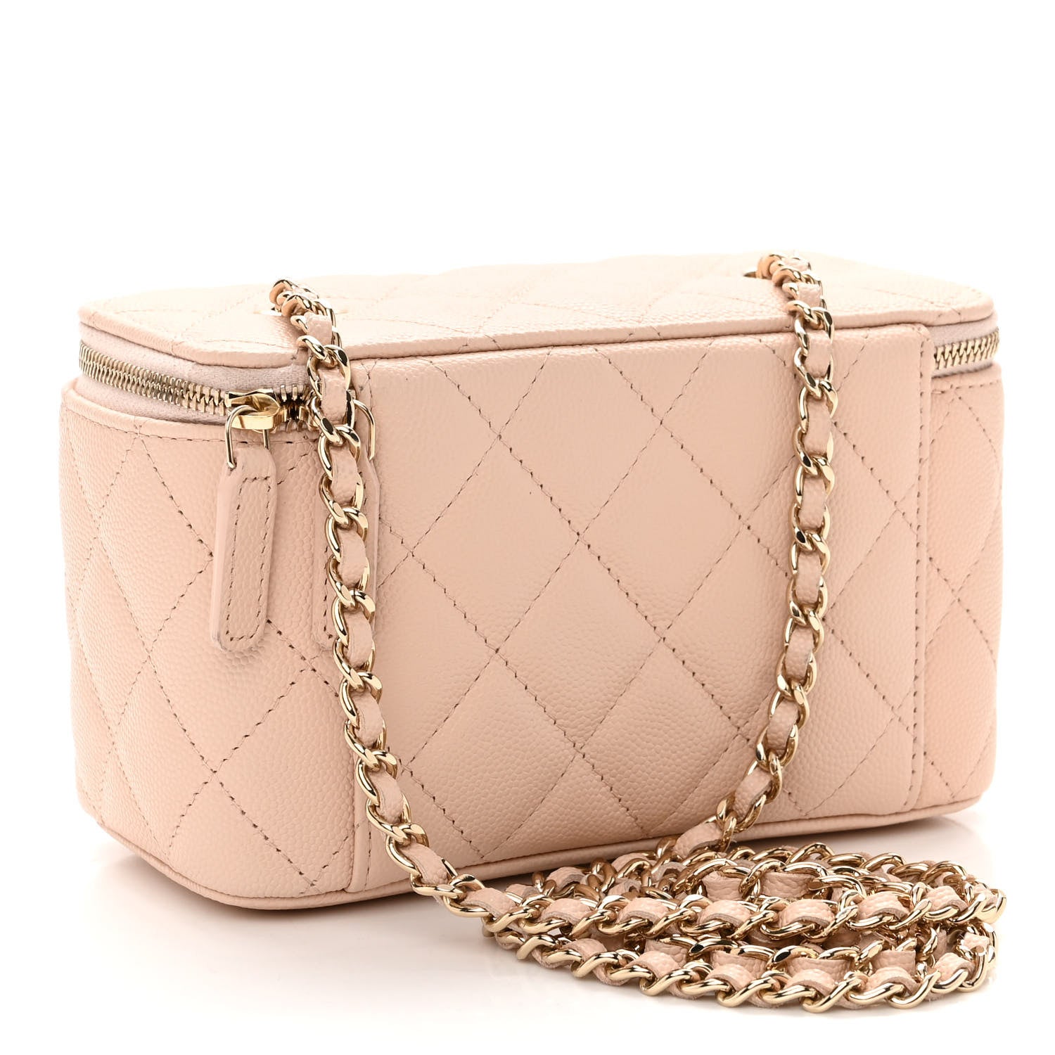 Chanel Caviar Quilted Small Vanity Case With Chain Light Beige 3 of 5