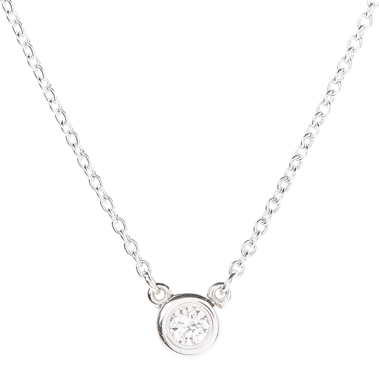 Sterling Silver Diamond .10ct Elsa Peretti Diamonds by the Yard Pendant Necklace