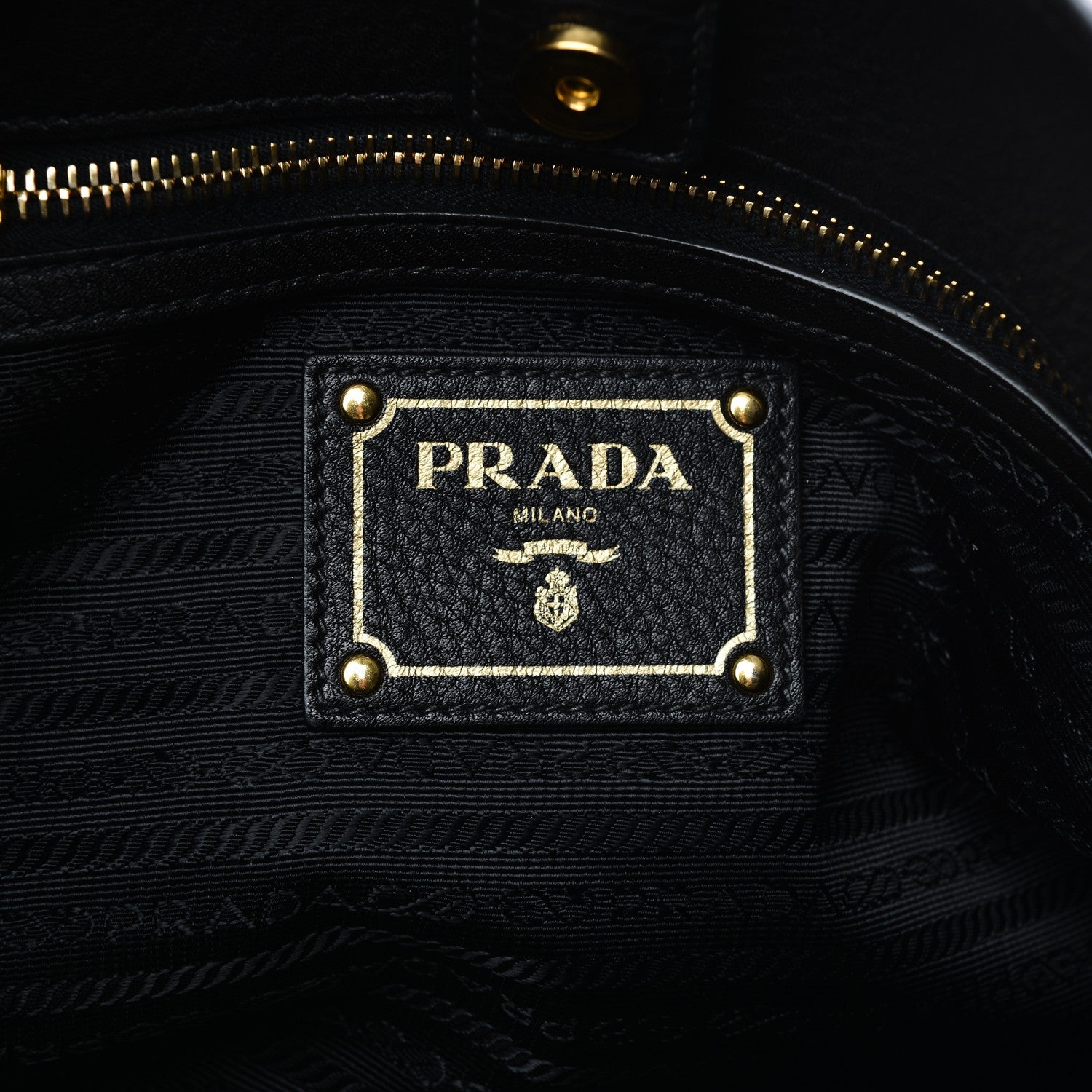 Prada Vitello Daino Tote Nero Black 6 of 7
