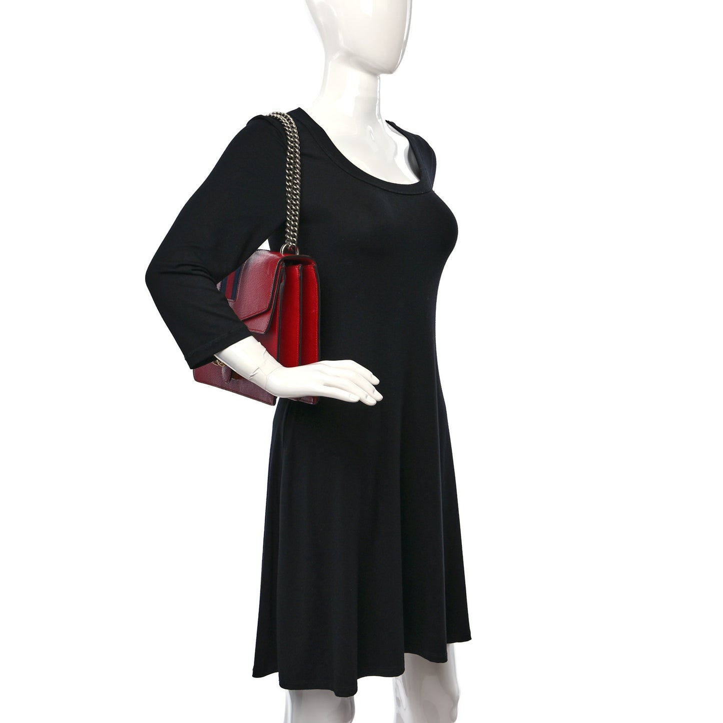 Textured Calfskin Web Medium Dionysus Shoulder Bag Hibiscus Red