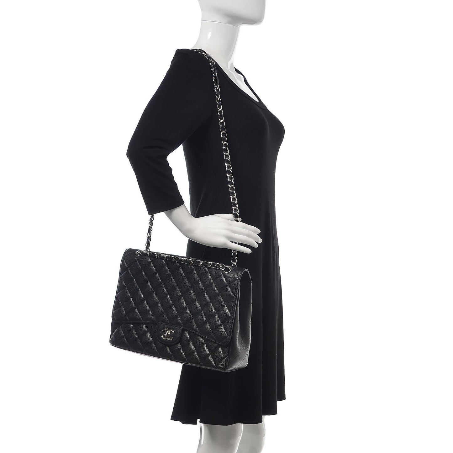 Caviar Quilted Maxi Single Flap Black