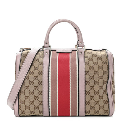 Gucci Monogram Selleria Calfskin Vintage Web Medium Boston New Sand Lilas 1 of 10