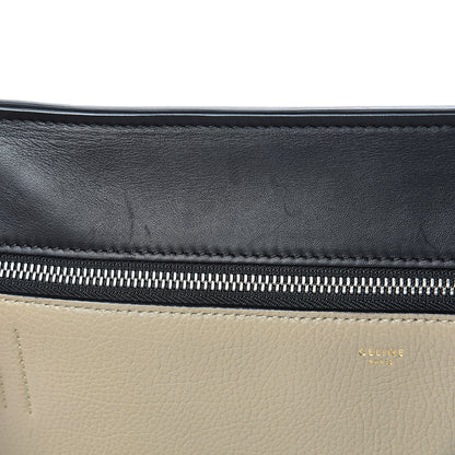Celine Textured Calfskin Medium Bi-Color Edge Shoulder Bag Black Beige 12 of 15