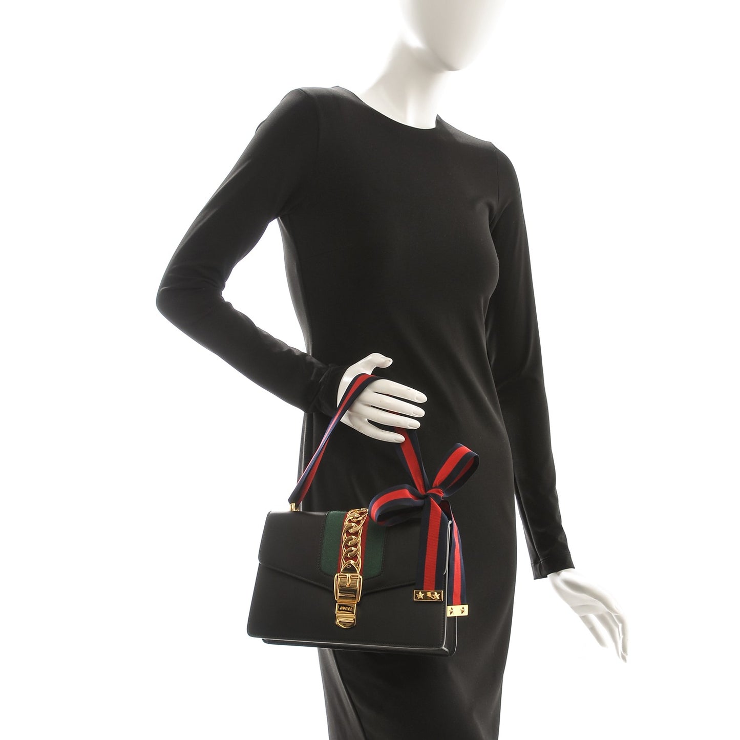Calfskin Small Sylvie Shoulder Bag Black