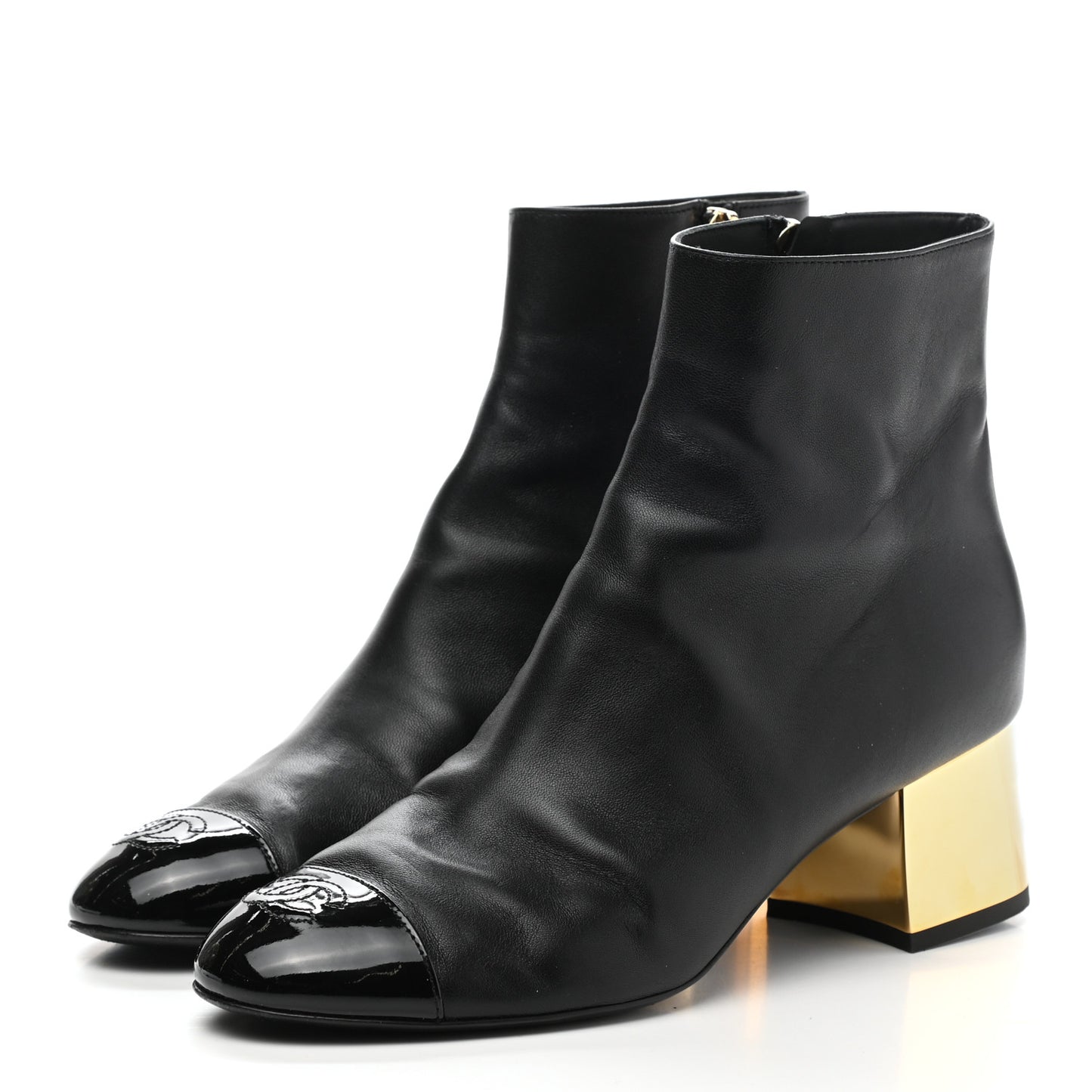 Mixed Fibers Lambskin Patent Calfskin Convertible High Boot 39 Black