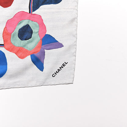Chanel Silk CC Flower Square Scarf Grey 4 of 5