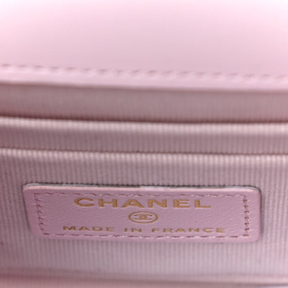 Chanel Lambskin Quilted Top Handle Clutch With Chain Light Pink 6 of 12