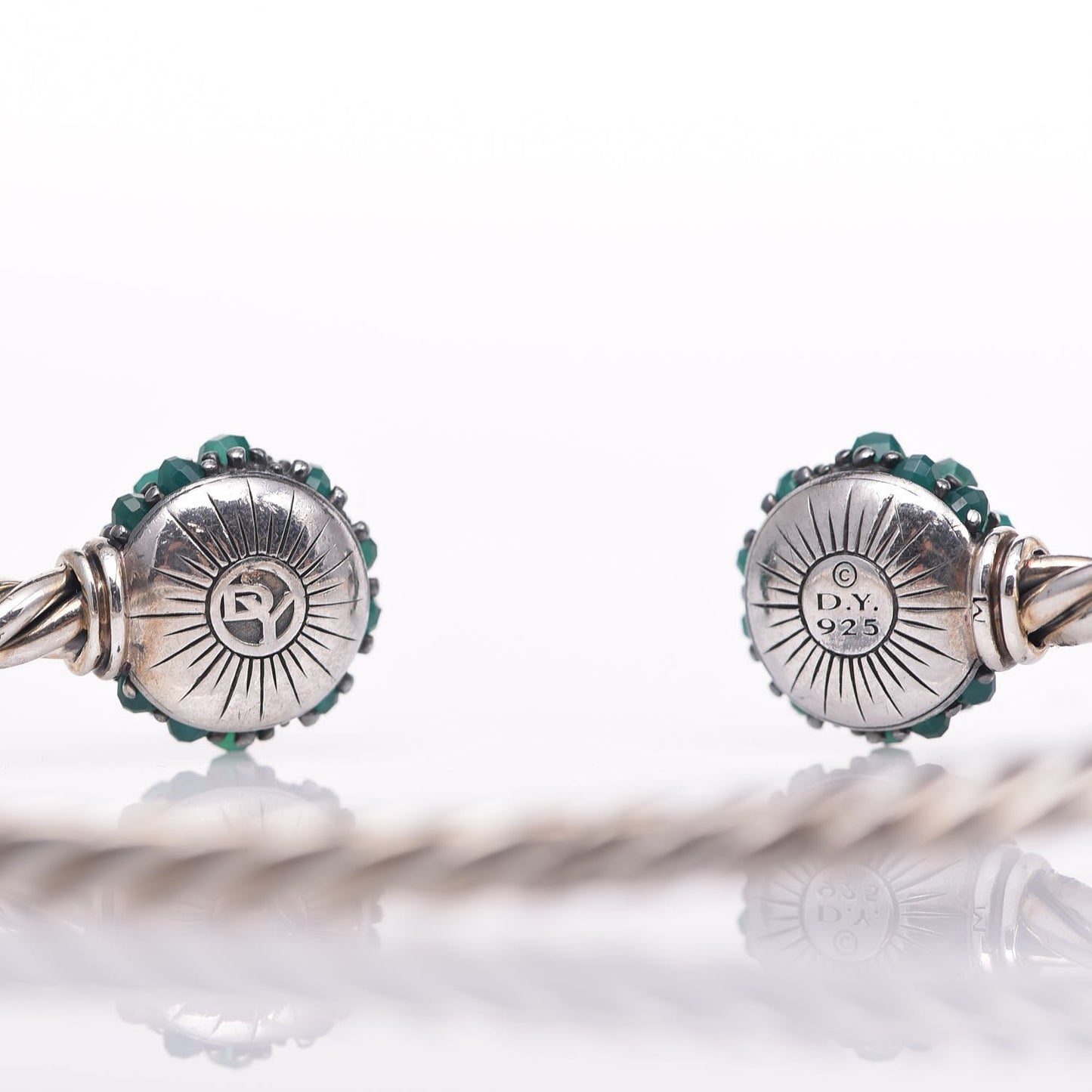 Sterling Silver Green Onyx Osetra Cuff Bracelet